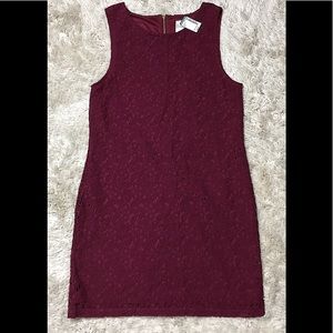 Cranberry lace overlay dress